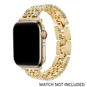 Luxury Rhinestone Decor Watch Band, Fashionable Watch Band for Women, Watch Band for Apple Watch Series 8 7 6 SE 5 4 3, Smart Watch Accessories