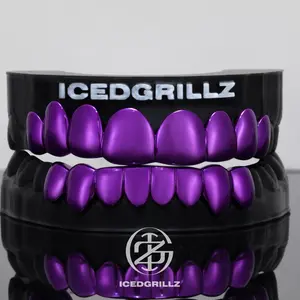 purple  gold grillz