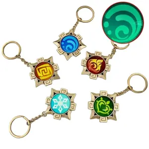Game Impact Vision Fontaine Water  Focalors Lyney and Lynette Keychain Luminous 7 Element Eye Of Original  Toy KeyRing