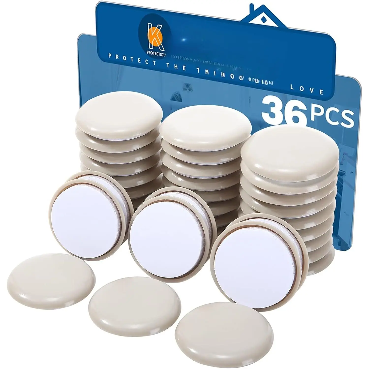 Self-Adhesive Furniture Sliders for Carpets, Furniture Moving Pads (36Pcs) /4" Furniture Mover Glides, Self Sticks Carpet Furniture Carrier - Move Any Item  and Easily!