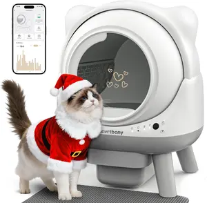 Cavrtbany Automatic Litter Box Self-Cleaning Cat Robot for Multiple Cats with Smart APP Control Health Monitoring Safety Sensors & Trash Bags White Grey