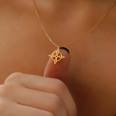 Fashionable Witch Knot Pendant Stainless Steel, Pendant Necklaces, Gothic Witch Jewelry, Slavic Amulet Jewelry for Men and Women, Happy Charm Gift for Her, Stylish Accessory