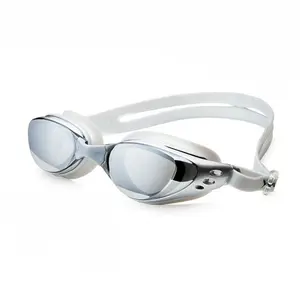 Myopia swimming goggles, color silver from 1.5 to 5.0 degrees with POPO mirror coating, UV Protection, Waterproof and Anti-fog