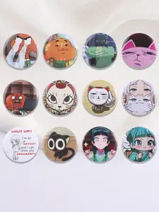 12 Piece Cute Cartoon Lucky Cat & MaoMao Girls Design Alloy Brooch, Japanese Comic Role Tinplate Soft Button Pin Suitable for Backpacks, Jeans, Scarves, Hats Decoration, Trendy All-match & Exquisite Brooch Jewelry Gift for Friends
