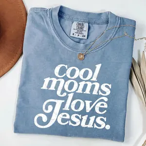 Comfort Colors Cool Moms Love Jesus Shirt, Christian Mom Tee, Retro Faith Graphic, Mothers Day Gift, Christian Apparel, Religious Shirt, God Lover Shirt