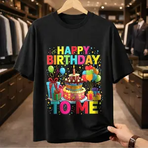 Celebrate My Birthday T Shirt Colorful Cake and Gifts Graphic Tee Ideal for Parties and Self Gift