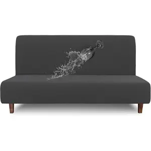 100% Waterproof Futon Cover, Dual Waterproof Couch Cover, Stretch Jacquard Sofa Cover, Leakproof Furniture Protector for Kids, Pets, Dog and Cat, Dark Gray