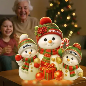 Personalized Christmas Grandma Grandkids Snowman Acrylic Box, Custom Christmas Birthday Gift for Grandma, Grandpa, Kids, Xmas Family Gift 2025