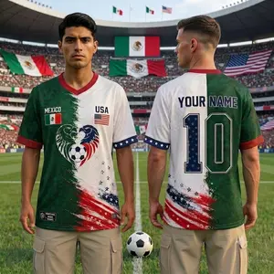 Custom Half USA Half Mexico Soccer Jersey, Personalized Binational Football Top, Split USAXMexico Football Shirt, Game Day Jersey