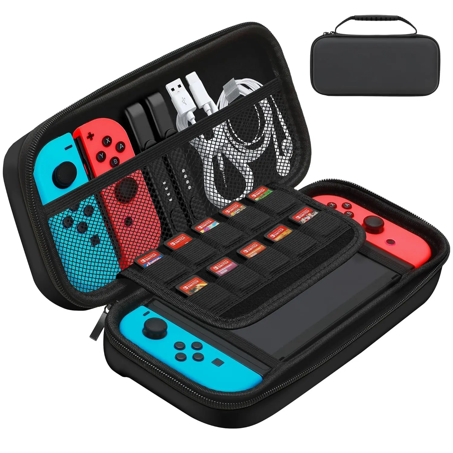 Carrying case suitable for Switch/Nintendo OLED portable use, featuring 20  game cartridges, a hard protective shell, and a lightweight handheld game console transport case, Storage Organizer Bag, Storage Pockets