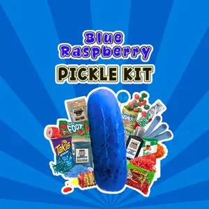 Blue Raspberry Pickle Kit - 13 Items Including Tangy Fruit Roll Up & Gushers - High-Quality Ingredients for Delicious Snacks Candy Gel & Sour Candy Sauce
