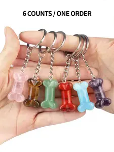 Natural Crystal Bone Shaped Keychain, Bone Shaped Keychain for Women & Men, Fashion Accessories for Daily Use, Trendy All-match & Exquisite Keychain for Birthday Gift