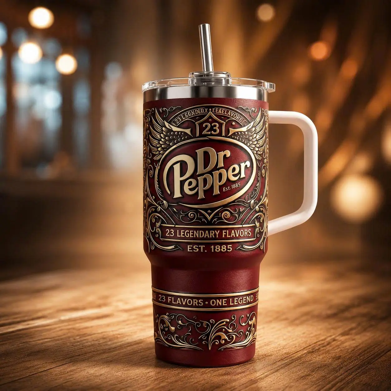 [Gift box & Starw] Docter Pepper 141st Anniversary Tumbler 40oz With Handle & Straw, Limited Edition 1885-2026 Collector Cup, Retro Soda Fan Gift, Vintage Dr Pepper Drinkware, 23 Flavors Stainless Steel Travel Mug, Insulated Beverage Tumbler