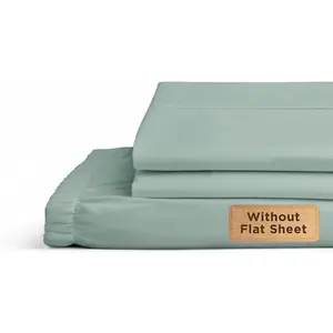 Percale Fitted Sheet Set  Size, Pastel Turk, Deep Pocket, 3 count - 1 Deep Pocket Fitted Sheet and 2 Pillowcases, Crisp Cool and  Bed