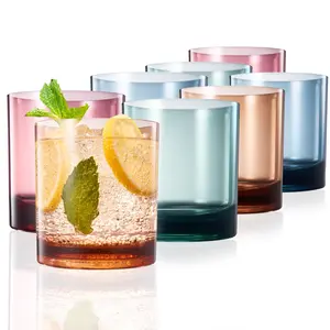 Khen Color Acrylic Classic Plastic Reusable Drinking Glasses (Set of 8) Restaurant Cups Style 12oz Unbreakable Rocks Cups, Tumbler, Juice, Wine | BPA-Free Tumblers | Top-Rack Dishwasher Safe, Tritan