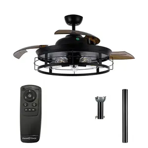 52" Industrial Downrod Mount Ceiling Fan with LED Light & Remote Control