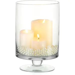 Clear Glass Hurricane Candle Holder for Pillar Candles - Large Glass Vases for Table Centerpiece Decor, for Wedding Christmas Halloween Party Dining Room Decor, Ideal Gifts for Women