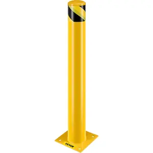 VEVOR Safety Bollard Safety Barrier Bollard 4-1/2" OD 36" Height Yellow Powder Coat Pipe Steel Safety Barrier with 4 Free Anchor Bolts for Traffic-Sensitive Area