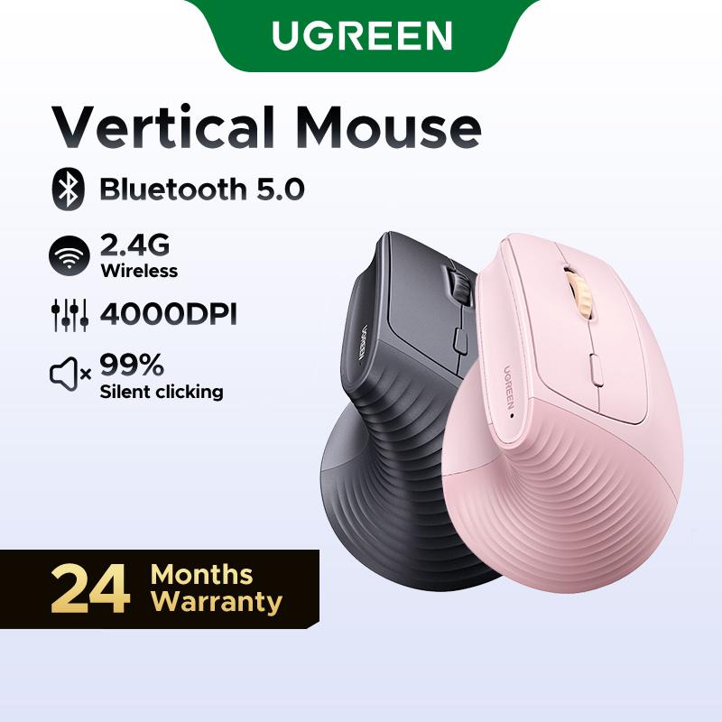 UGREEN Vertical Mouse Bluetooth 5.0 & 2.4G Wireless Ergonomic Mouse with 5 Buttons, 4000 DPI, Balck & Pink Ergonomic Mouse Compatible with PC/Laptop，Only 2.4G Model(Bluetooth not supported),DealsForYouDays