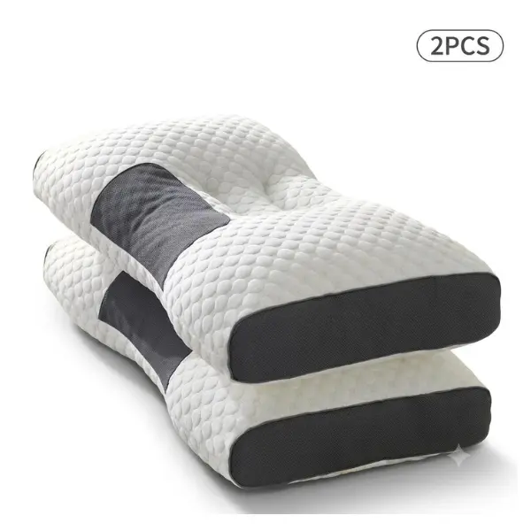 2 Pack Ergonomic Cervical Neck Pillows for Sleeping, Orthopedic Memory Foam Bed Pillow with Adjustable Height, Contour Neck & Shoulder Support
