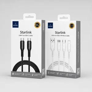 WIWU Starlink Universal Charging Solution - 60W USB-C Fast Charger Cable & 3-in-1 Multi-Cable Adapter, Durable Build with Temperature Control, Optimal Fast Charging Speed, Essential Accessory for All Mobile Devices, Tablets, and Laptops