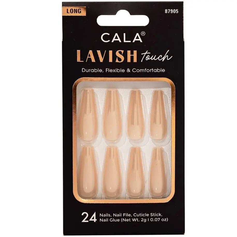 CALA Lavish Touch | Long Coffin Peach Chrome Press On Nails