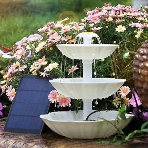 AISITIN 3 Tier Bird Bath with 3.5W Solar Water Fountain, DIY Solar Bird Bath Fountain, Solar Powered Fountain Pump for Bird Bath, Courtyard, Outdoor, Garden Decoration