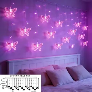 LED Butterfly Curtain String Lights with Remote Control, 8 Modes for Bedroom & Wedding, Ambiance Decoration for Valentine's Day