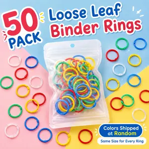 50 Pcs Colorful Plastic Binder Rings, Random Color Loose Leaf Rings for Notebook, Planner, Index Cards, DIY Binding Supplies