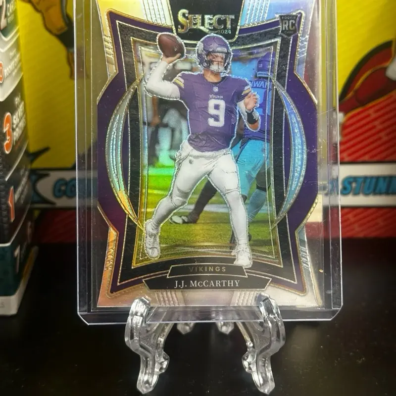Panini 2024 Select Football #22 JJ McCarthy Die Cut Concourse Silver Prizm RC Vikings Player Trading Card