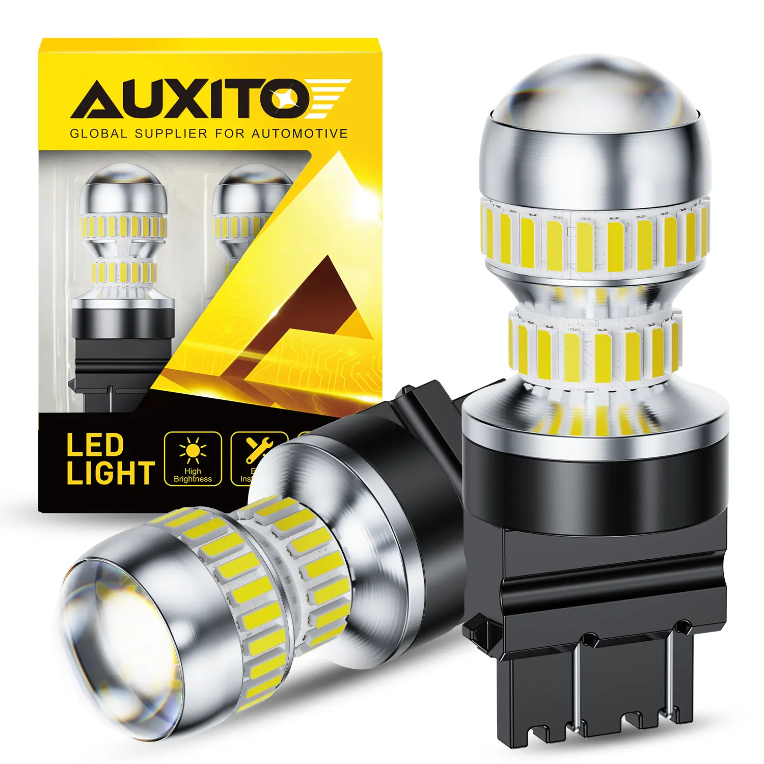 AUXITO 7443/7440 3157/3156 1157/2357 1156/7506 912/921 LED Bulbs for Backup Reverse Light Bulbs,6000K White,3800LM 400% Brighter,Directly Replaces OEM Halogen Bulb, for Reverse Back Up Lights, Tail Brake Signal Parking Lights, Pack of 2
