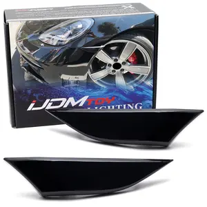 iJDMTOY Euro Style Black-Out Smoked Lens Front Fender Side Marker Lamp Housings For Porsche 911 Boxster Cayman