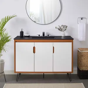 Modway Energize 48" Bathroom Vanity in Cherry White Black