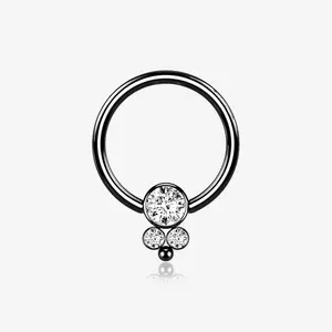 Blackline Royal Bali Sparkle Beaded Steel Captive Bead Ring