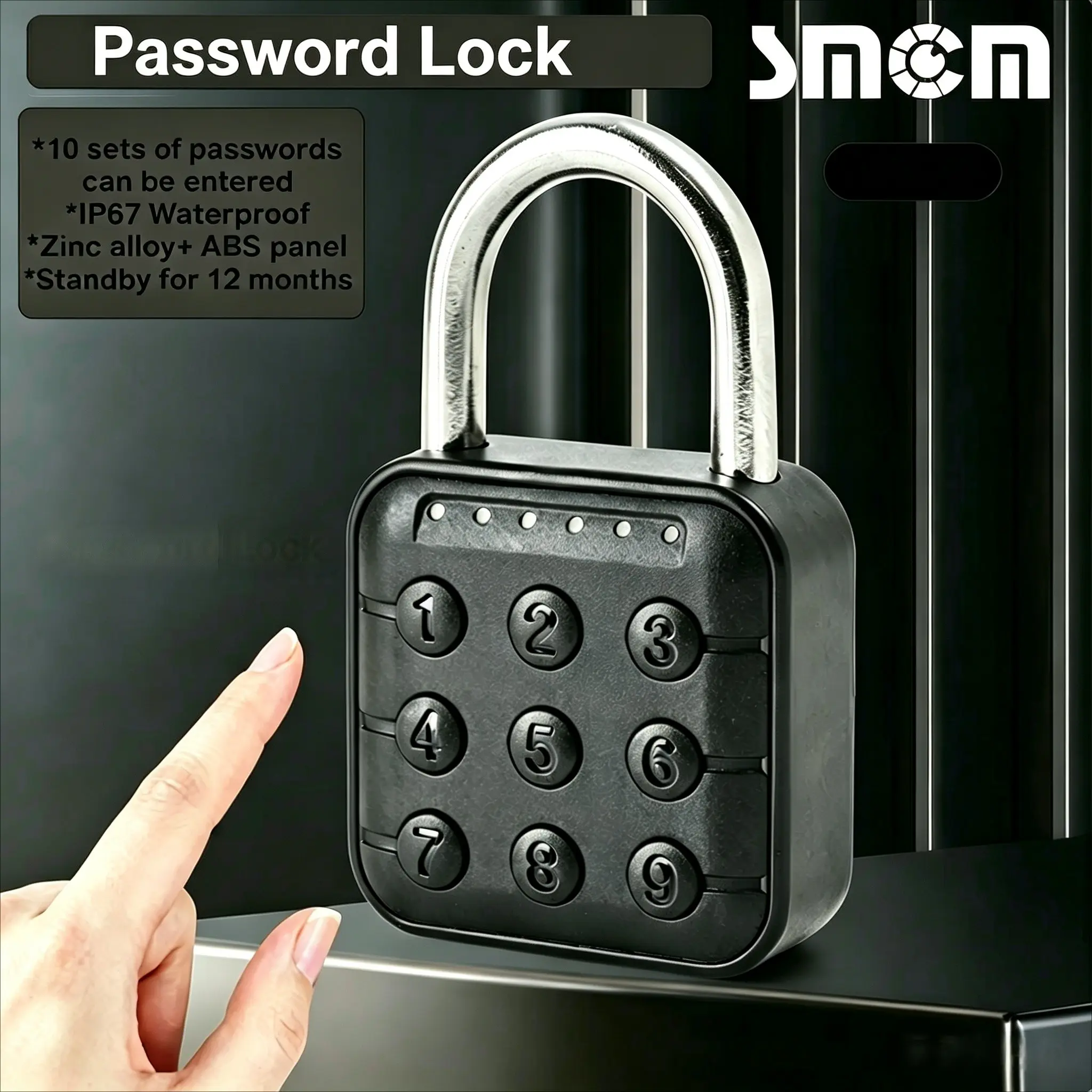1pc Smart Password Lock Outdoor Electronic Lock, Password Padlock, Waterproof, 10 Codes, Suitable for Cabinet Door, Warehouse Door, Hanging Lock Places