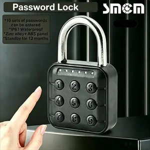 1pc Smart Password Lock Outdoor Electronic Lock, Waterproof, 10 Codes, Suitable for Cabinet Door, Warehouse Door, Hanging Lock Places