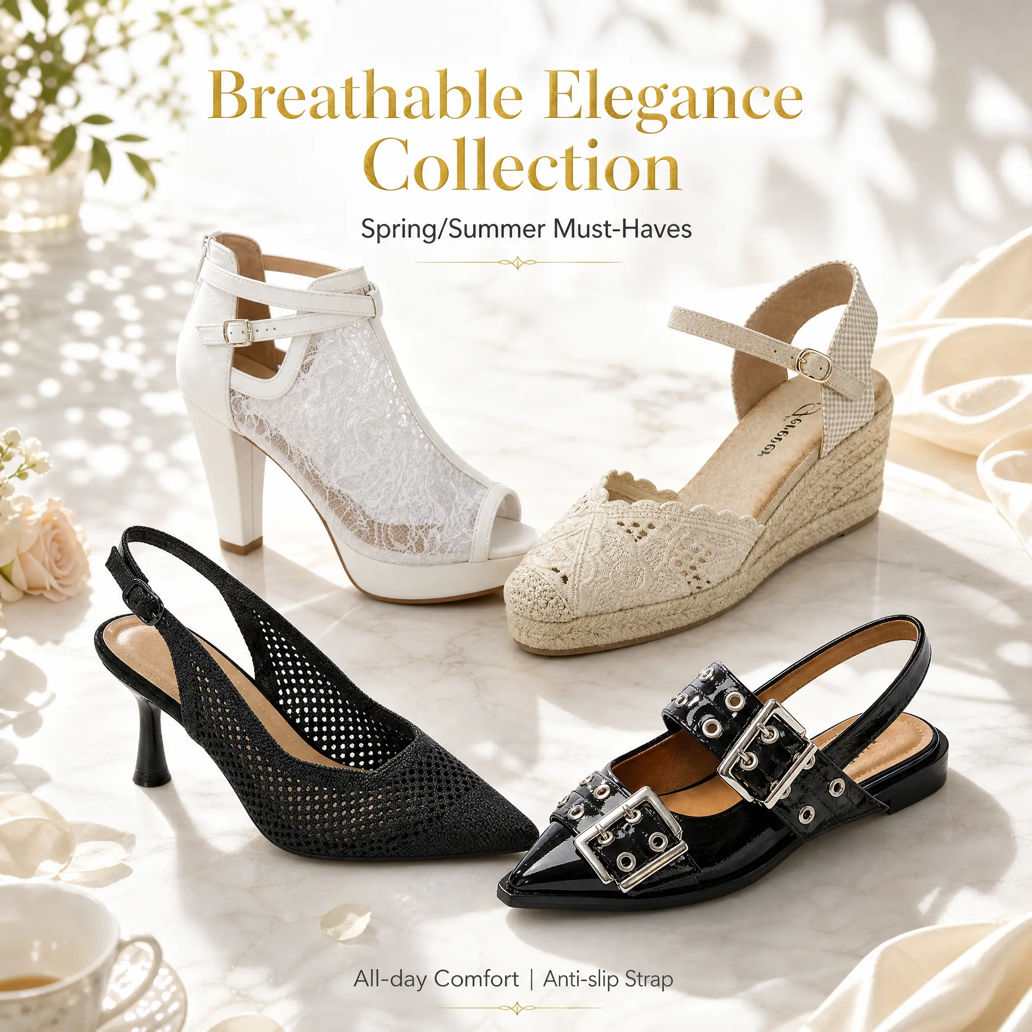 Women's Assorted Summer Sandals Collection, Lace Platform Heels, Espadrille Wedge Sandals, Mesh Slingback Pumps, Buckle Pointed Toe Flat Mules, Fashion Dress Casual Outdoor Women Shoes