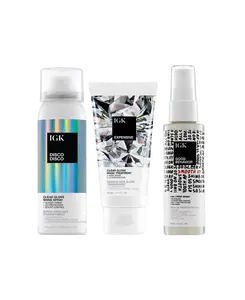 IGK Hair Mile High Minis Travel-Sized Trio with Good Behavior 4-in-1 Prep Spray, Expensive Gloss Treatment, and Disco Disco Spray for Sleek Frizz-Free Styles - Gel