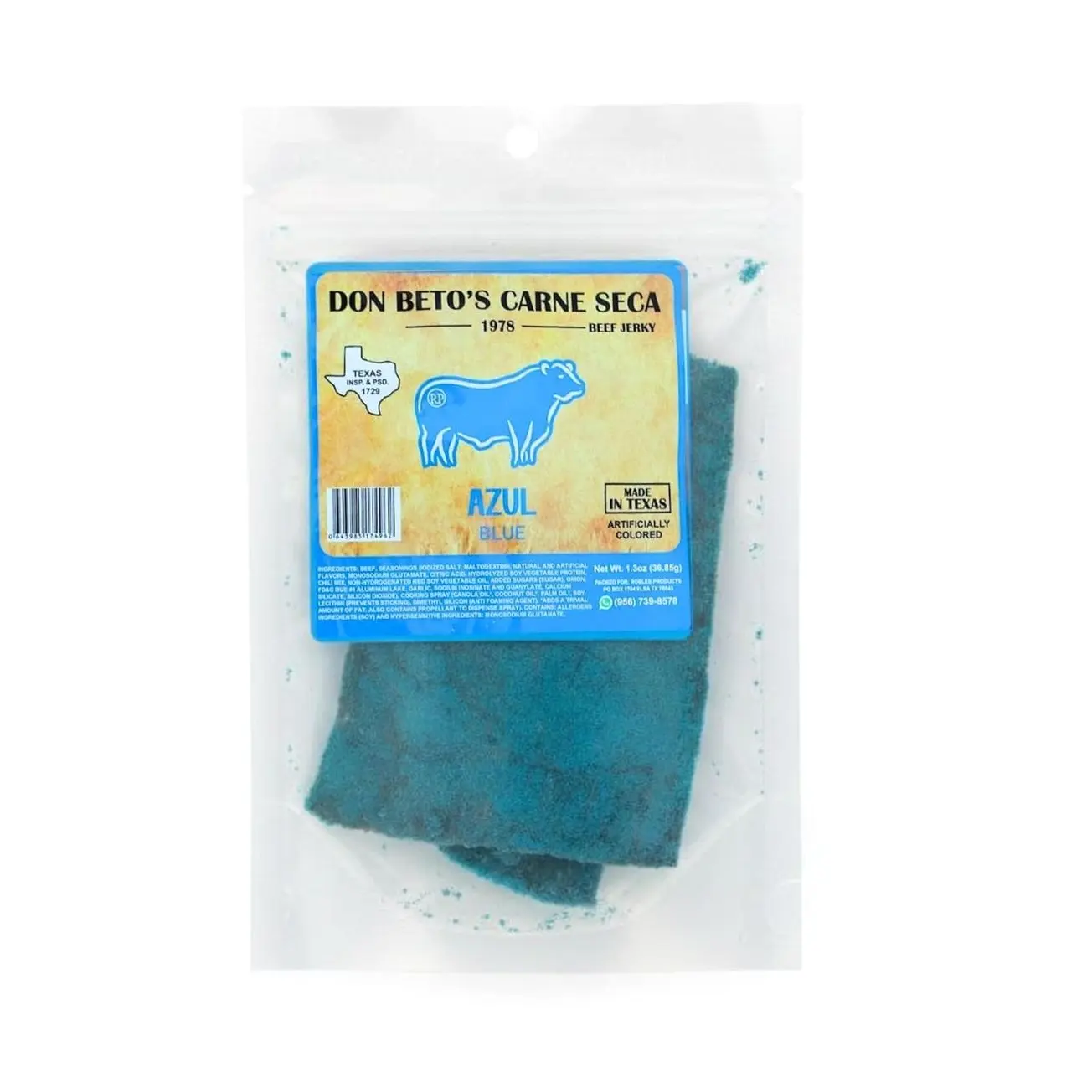 Don Beto's Spicy Blue Carne Seca Beef Jerky, Made in Texas, 1.3 oz