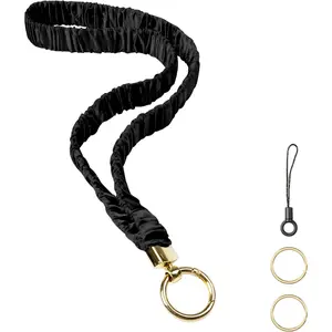 Scrunchie Lanyard for ID Badges and Keys, Stretchy Neck Lanyard Straps for Women Cute Retractable Keychain Holder