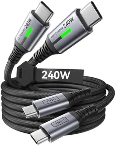 USB C to USB C Cable, 240W Fast Charging Type C Charger Cord, Braided USBC Phone Charger Cable for iPhone 17 16 Pro Max Samsung S26 S25 Laptops MacBook Air 15 M3 iPad Switch [6.6ft+6.6ft Black]