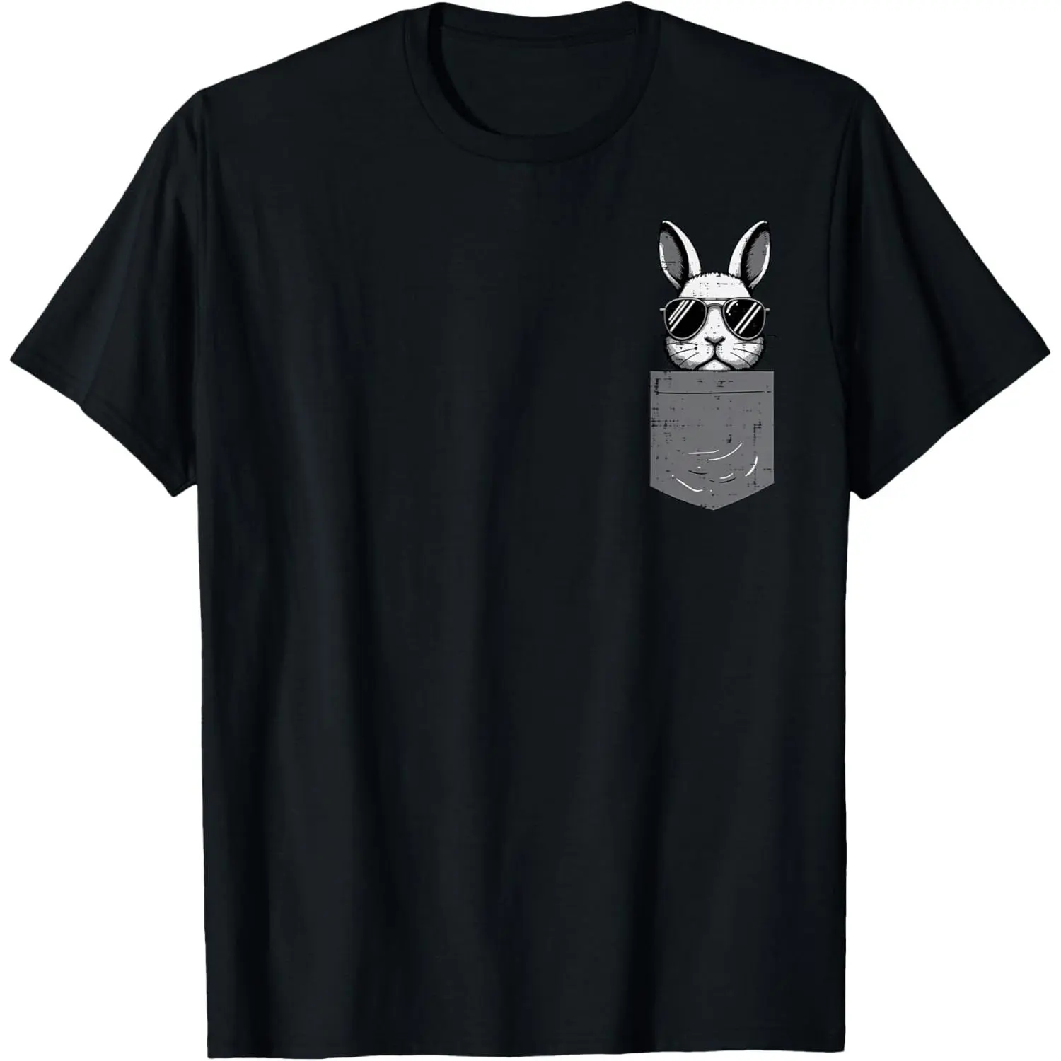 Men's Soft Short-Sleeve Round Neck T-Shirt, Easter Bunny Pocket & Cool Rabbit Design, Unisex Top, Light, Tshirt, Shortsleeve, Cotton, Statement, Streetwear, Style, Breathable