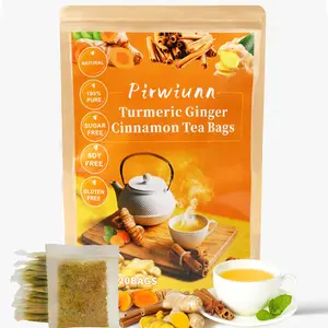 Organic Premium Turmeric-Ginger-Cinnamon Blend Natural Herbal Tea Bags, 120-Bag Large Pack, 100% No Additives, Caffeine-Free Beverage