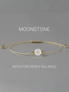 Moonstone Beaded Bracelet, Fashionable Braided Design for Women & Girls, Elegant Jewelry Bracelet, Trendy All-Match Aesthetic Jewelry Gift for Birthdays