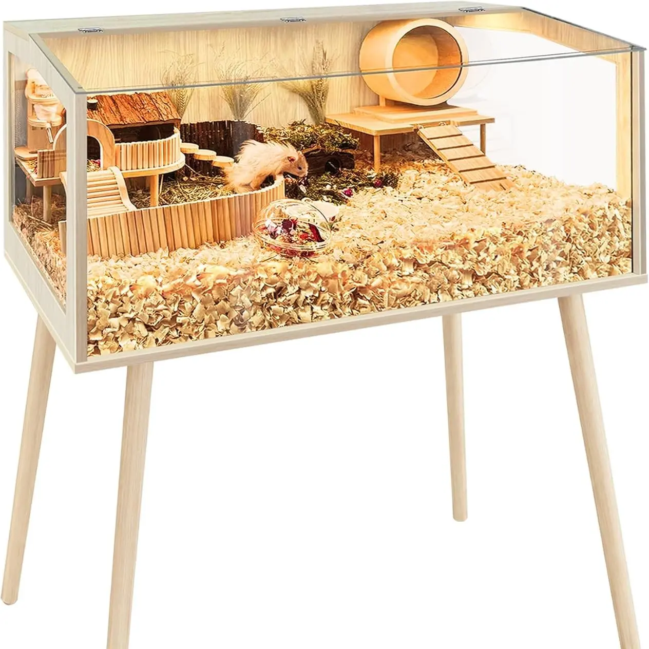 PROLEE Hamster Cage with Legs Chewproof, 48"L x 20"W x 47.6"H Inches, 960 sq.in Large Hamster Cages and Habitats, Openable Top Small Animal Cage with Leg Stands Solid Built, Access for Hamster Gerbil Mouse