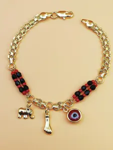 14K Gold-Plated Evil Eye Elephant Exquisite Bracelet with Pendant, Protection Jewelry for Stylish Women