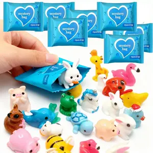 100 Pcs Mixed Color Resin Cute Mysterious Animal  Miniature Figurines with Individual Packaging for Fairy Garden Dollhouse Diorama Collection Eco-Friendly Resin Model Toys