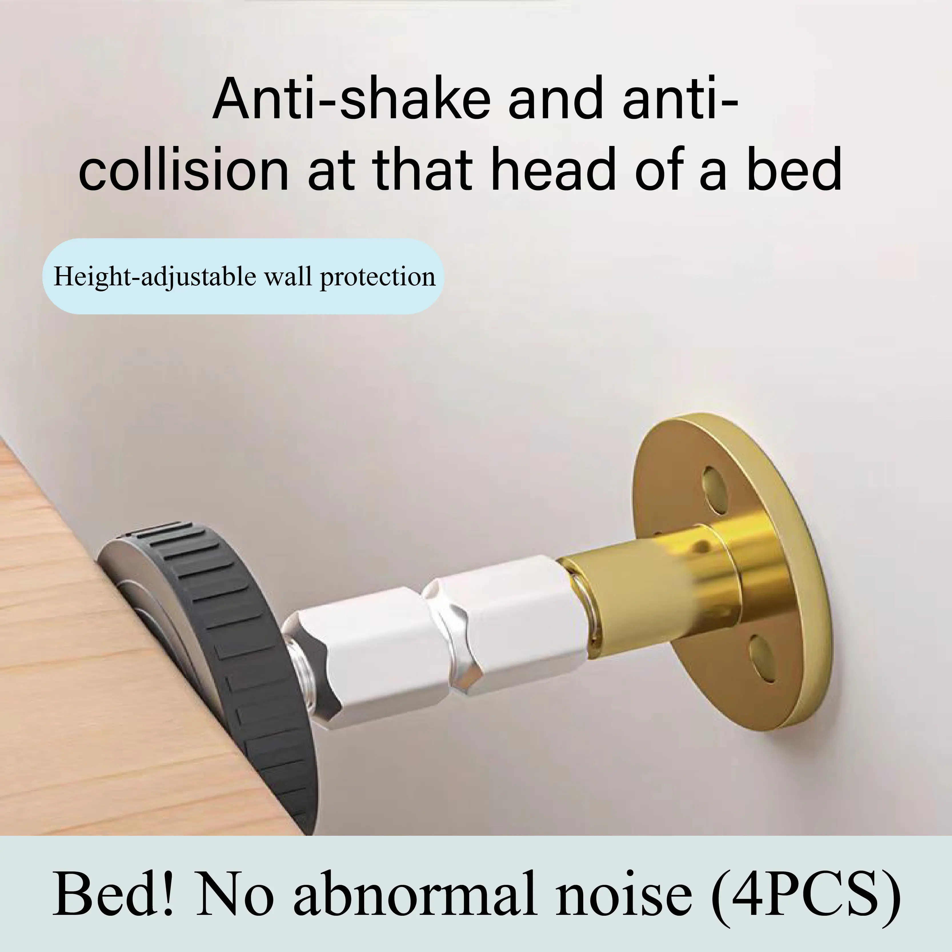 4-Count Adjustable Threaded Bed Frame Fixer Hardware, No-Shake Headboard Wall Brackets, Quick-Install Reinforcement System