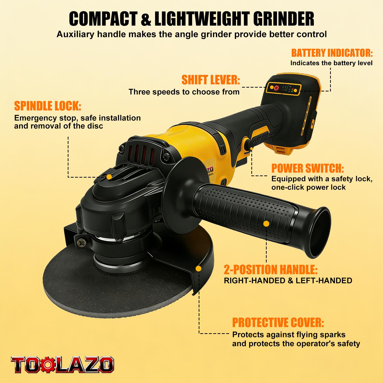 20V Cordless Brushless Angle Grinder, Tool Only Battery Not Included, 8500 RPM 4-1/2 Inch Cutting Grinding Polishing Tool for Metal, Tile, Concrete and DIY 20V Cordless Brushless Angle Grinder, Tool Only Battery Not Included, 8500 RPM 4-1/2 Inch Cutting Grinding Polishing Tool for Metal, Tile, Concrete and DIY