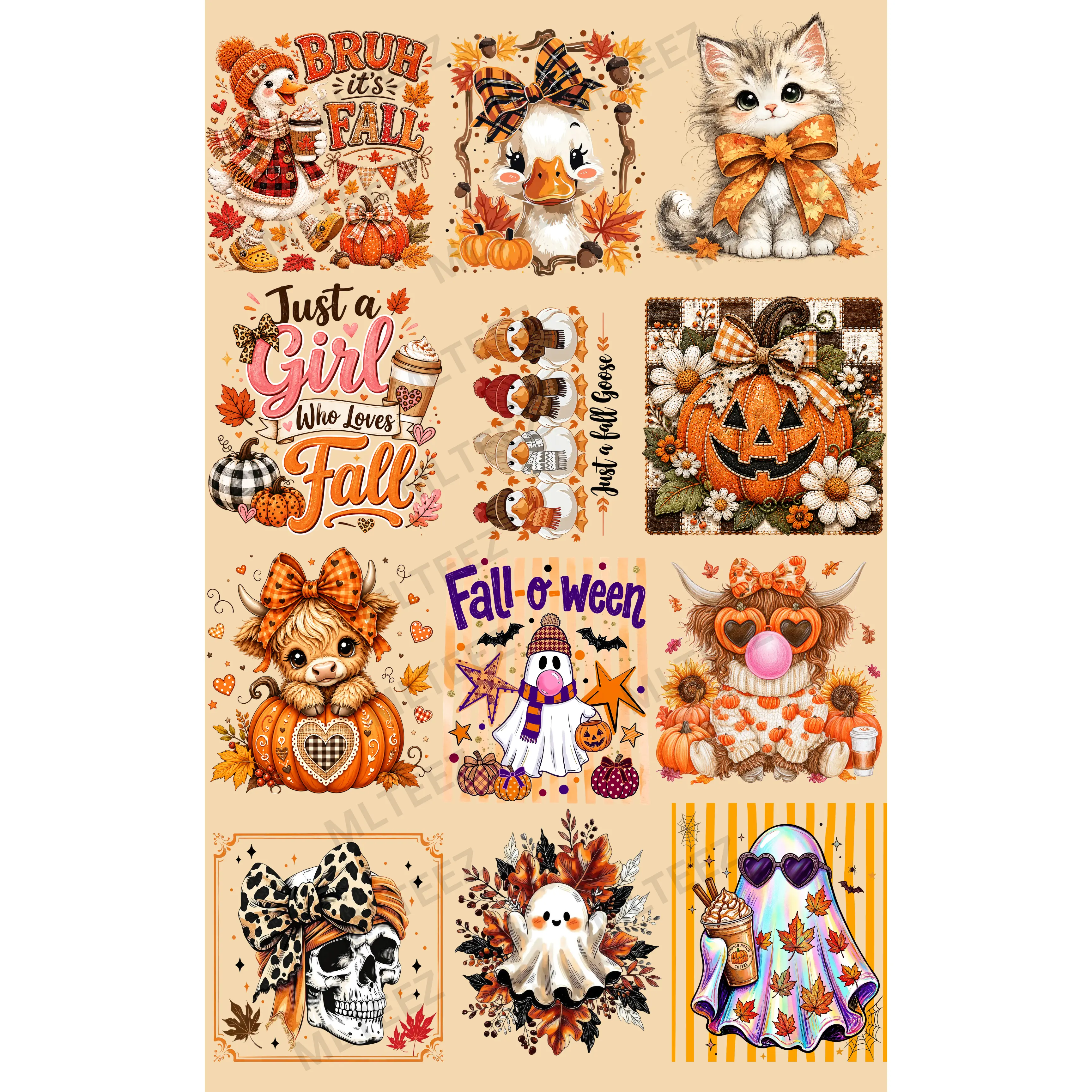 BRUH ITS FALL YOUTH (1) PREMADE GANGSHEET - 22X36 DTF TRANSFERS - DIRECT TO FILM